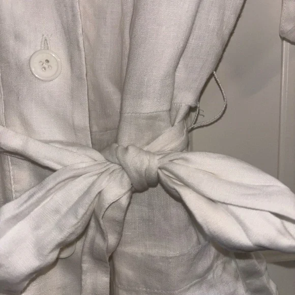 Equipment White Short-Sleeve Shirt Mini Dress with Tie Waist - Picture 7 of 8